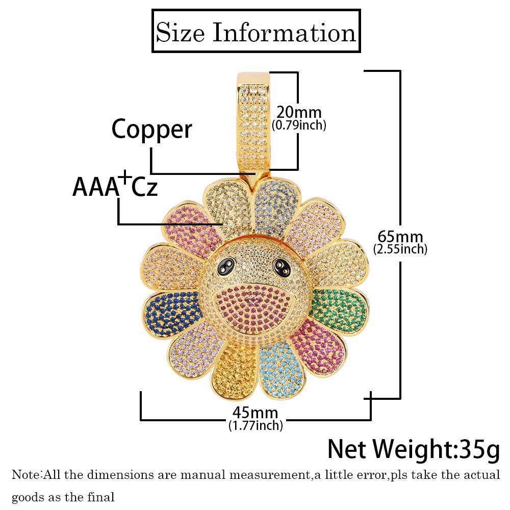 Iced Smile Rotating Sunflower Pendant