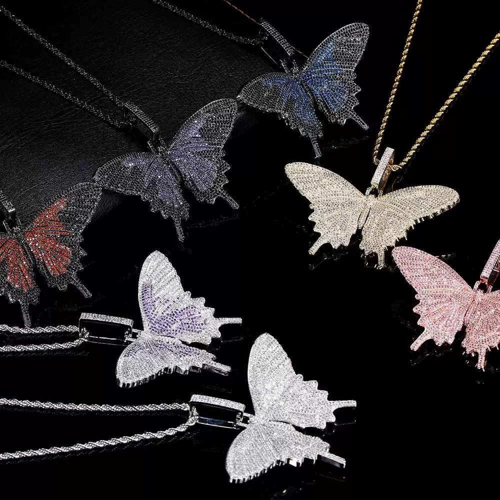Iced Colorful Butterfly Pendant