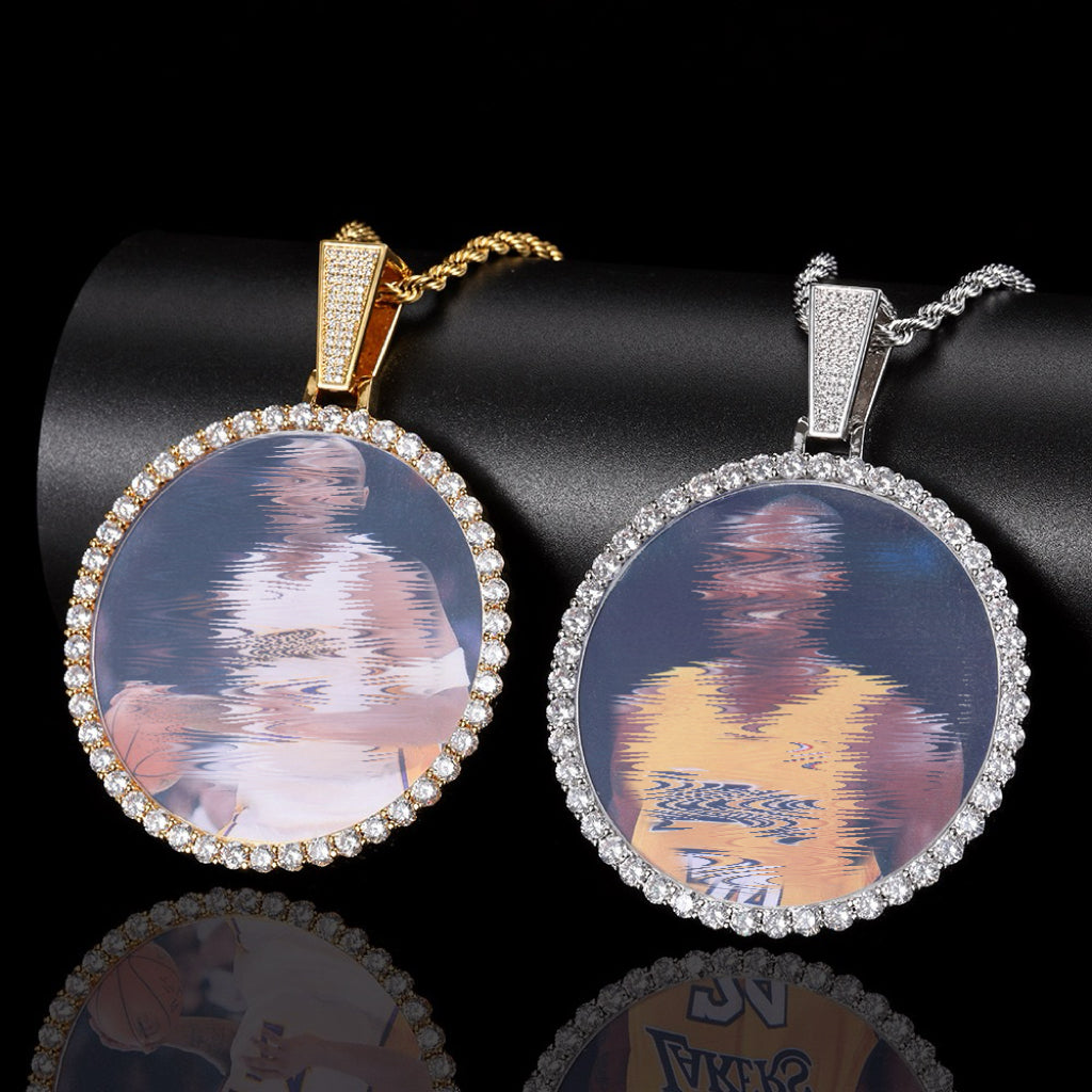 Iced Round Custom Picture Pendant