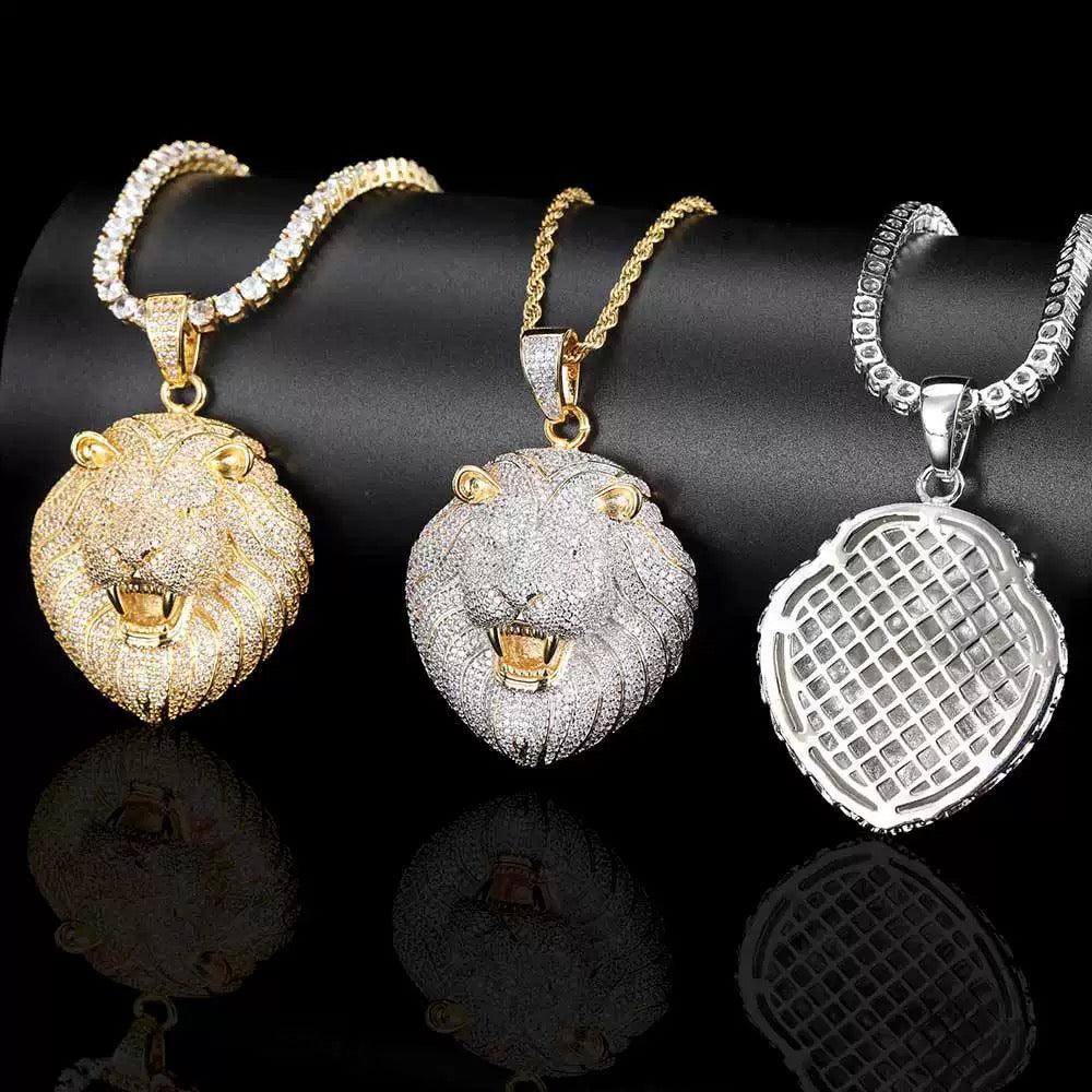 Iced Roaring Lion Pendant