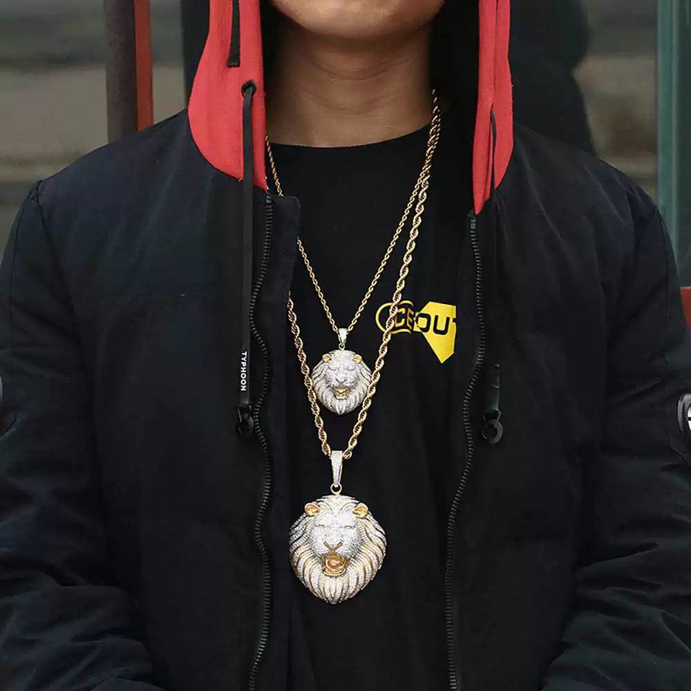 Iced Roaring Lion Pendant