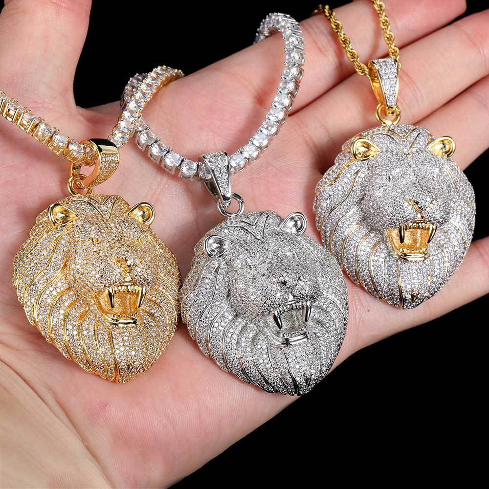 Iced Roaring Lion Pendant
