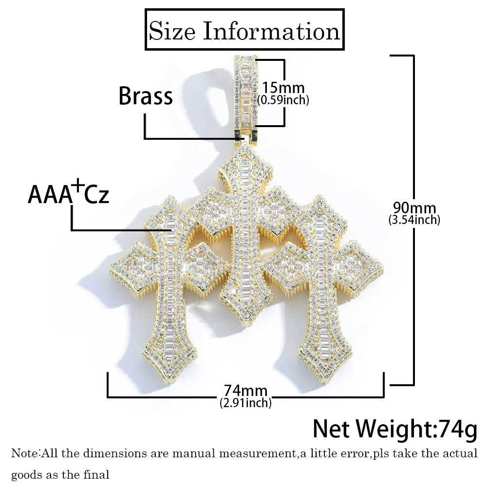 Iced Triple Cross Pendant