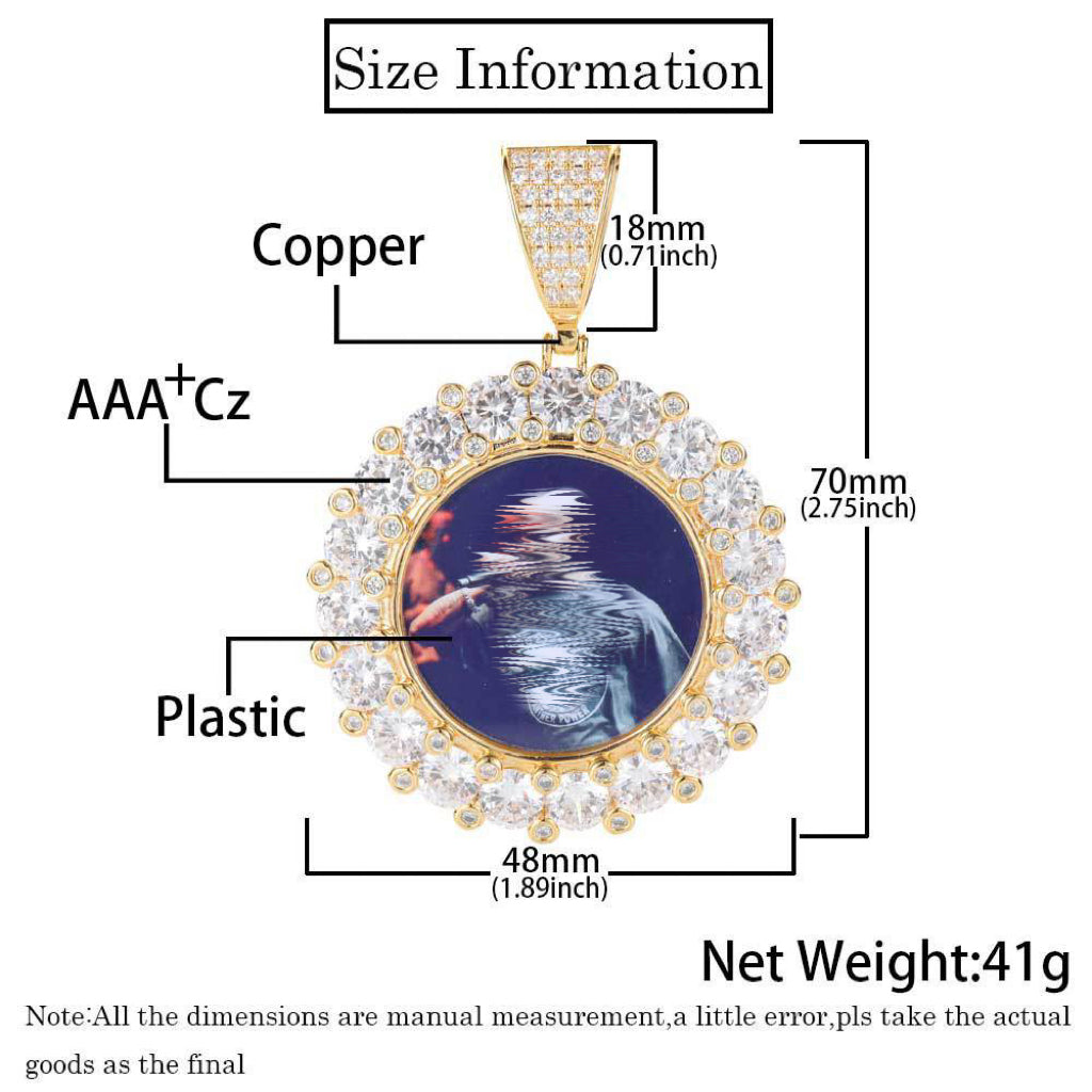 Iced Custom Picture Round Pendant