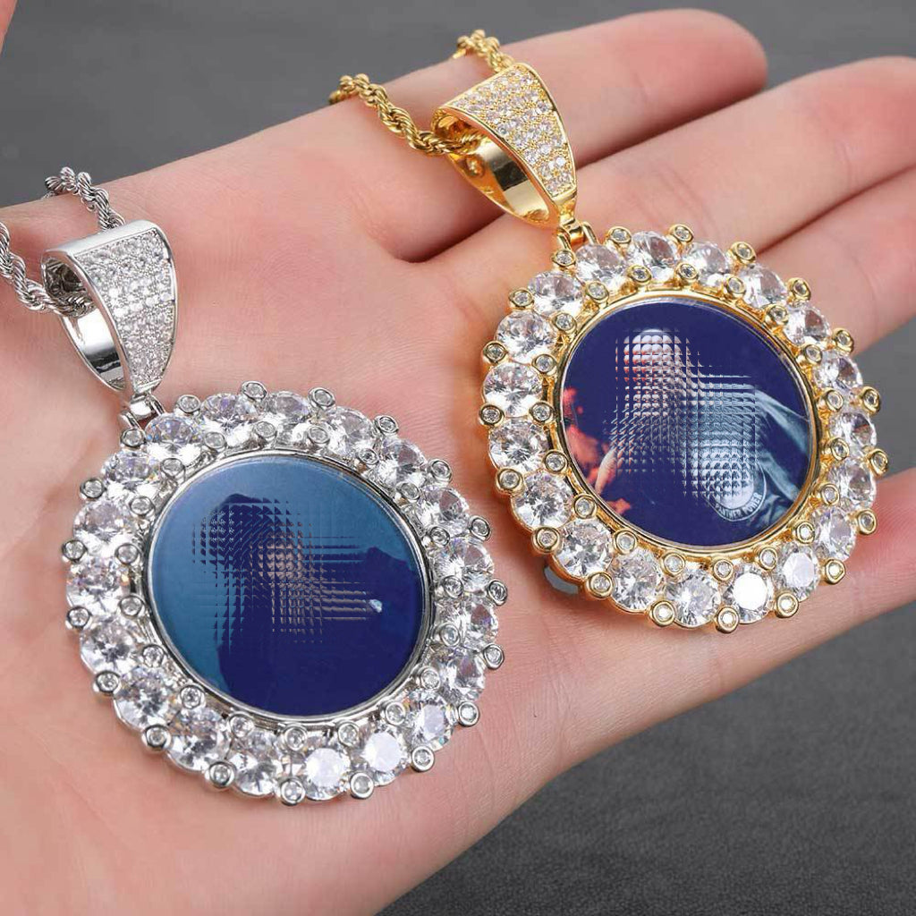 Iced Custom Picture Round Pendant