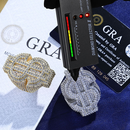 925S & Moissanite Dollar Sign Men Ring