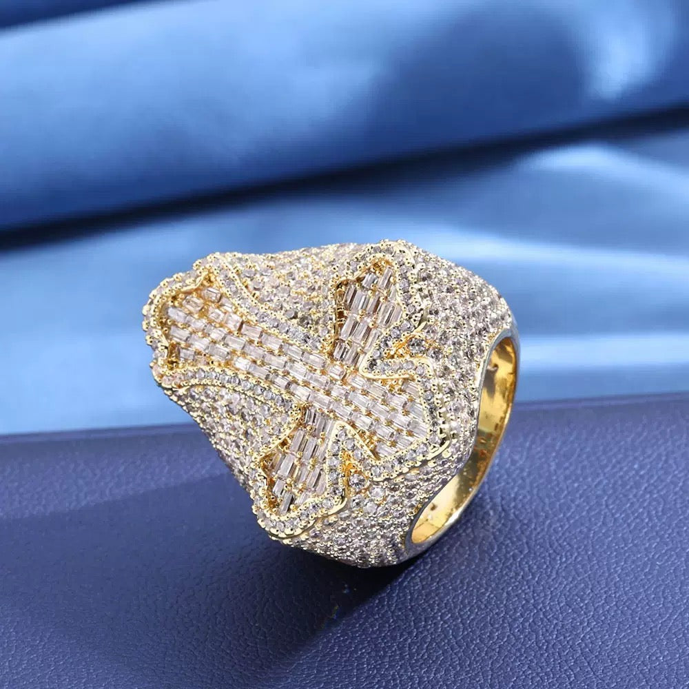 925S & Moissanite Cross-Shaped Ring