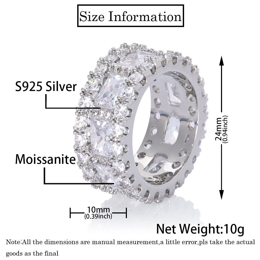 925S & Moissanite Baguette Round Ring