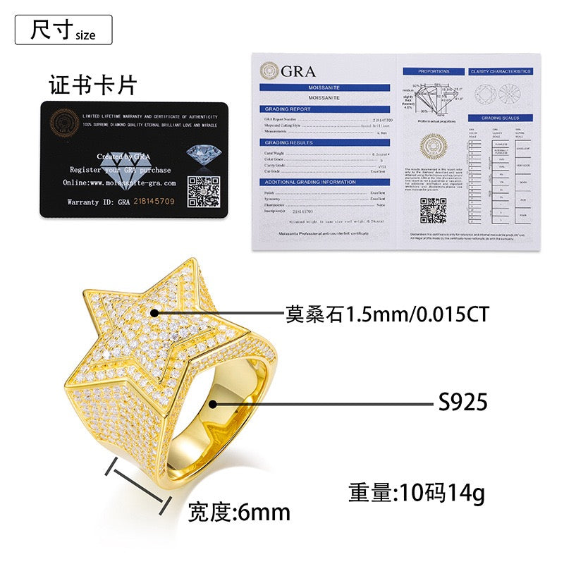 925S & Moissanite Star Ring