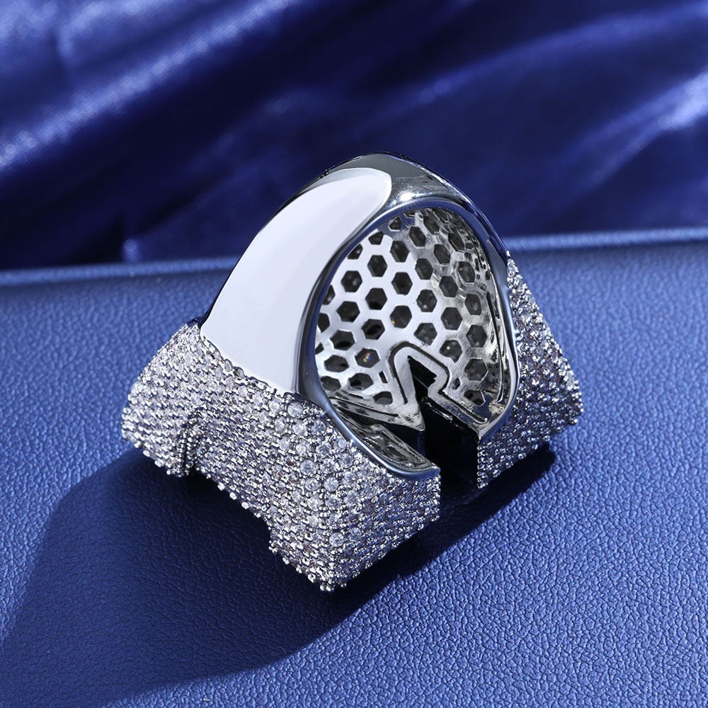 Iced Letter M Baguette Ring