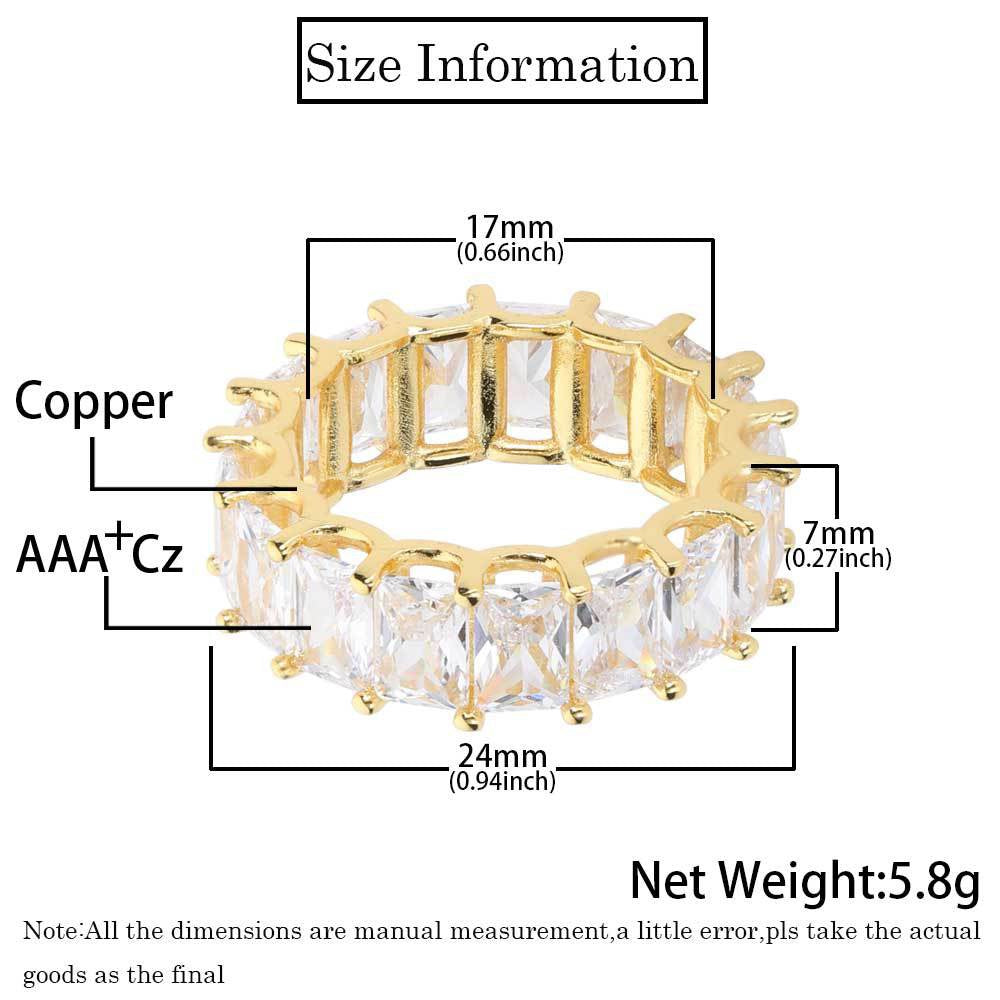 Iced Out Princess Cut Band Ring