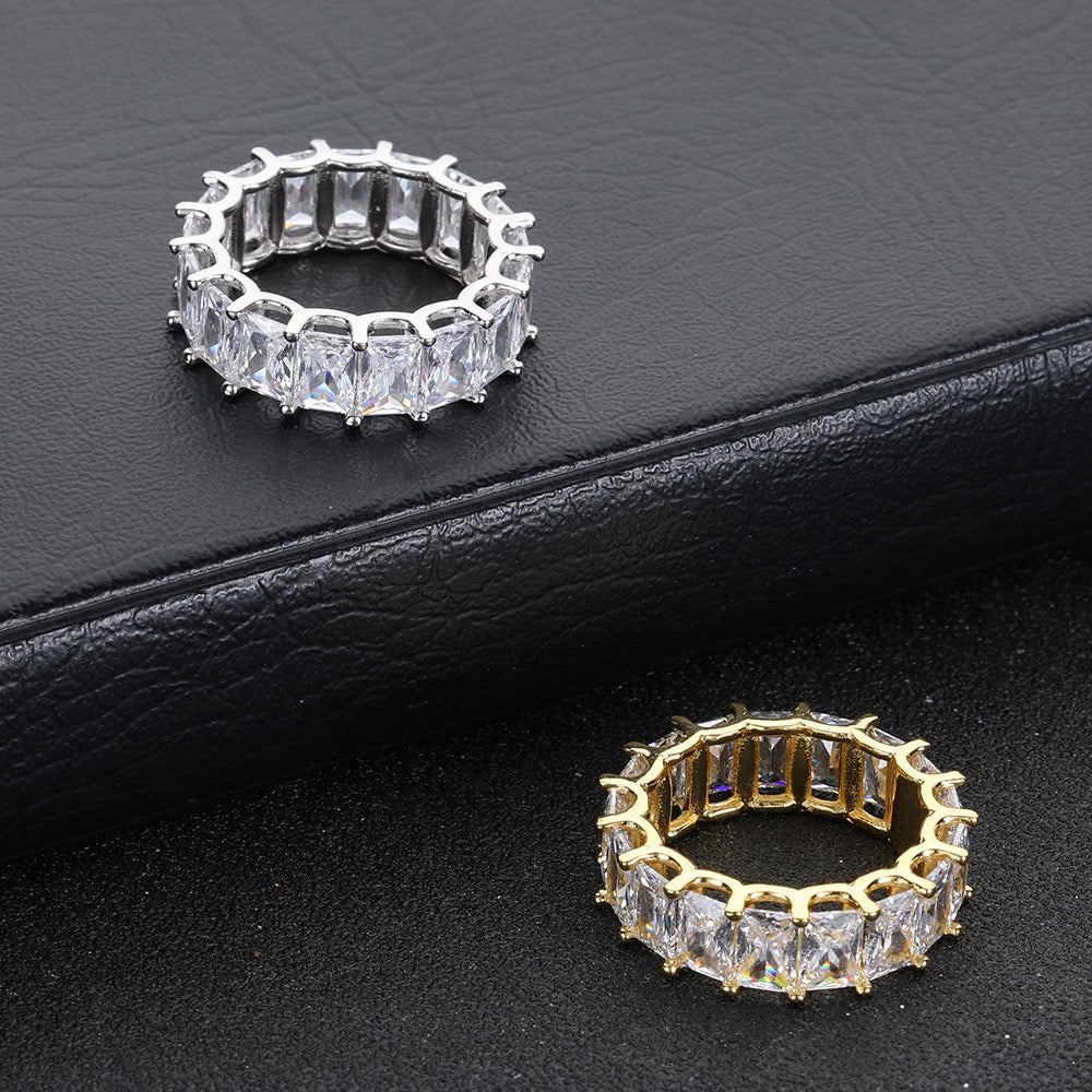 Iced Out Princess Cut Band Ring