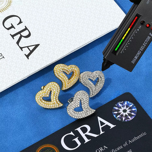 925S & Moissanite Heart Earrings