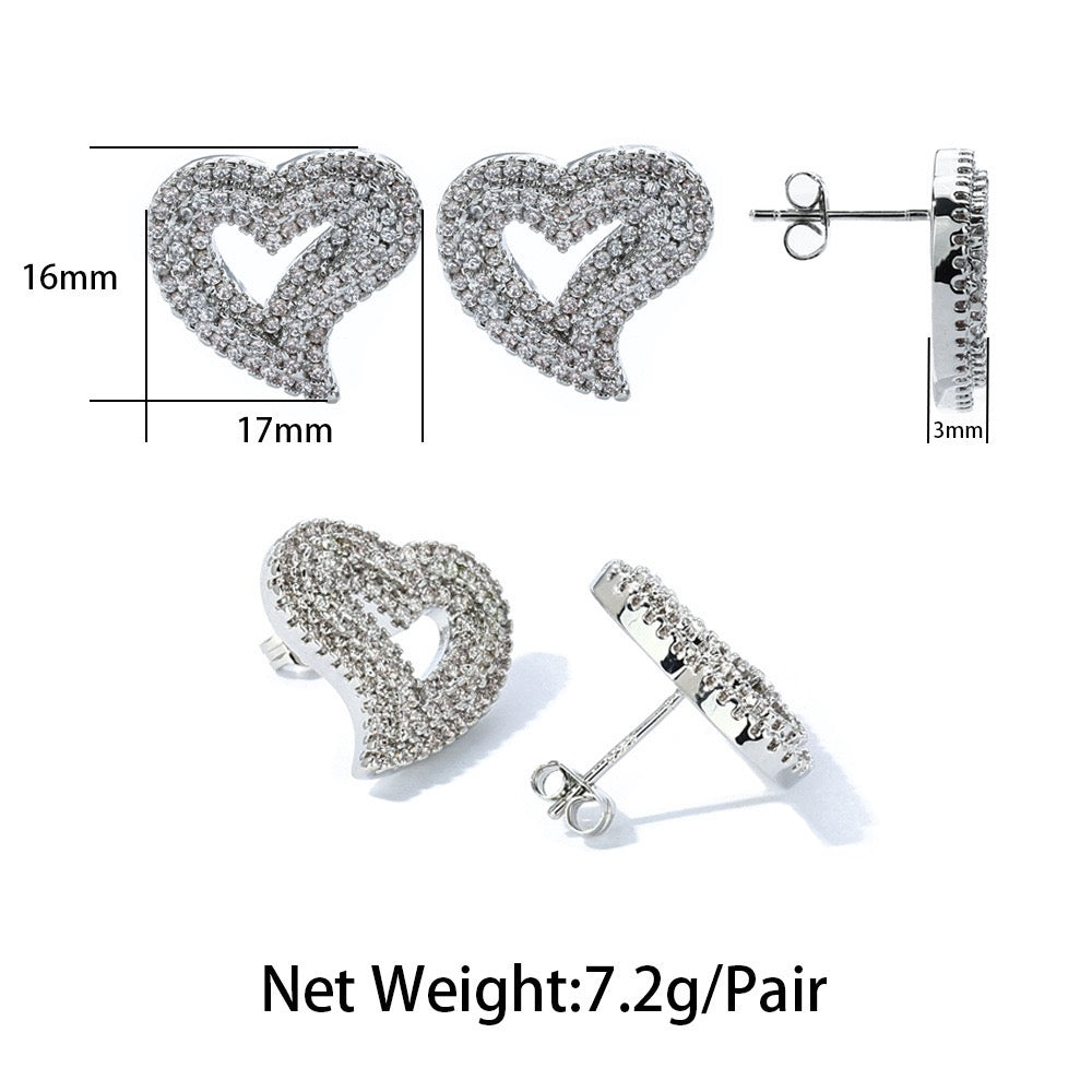 925S & Moissanite Heart Earrings