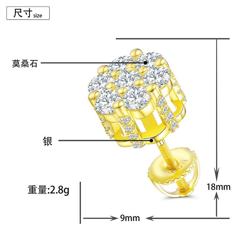 925S & Moissanite Flower Earrings