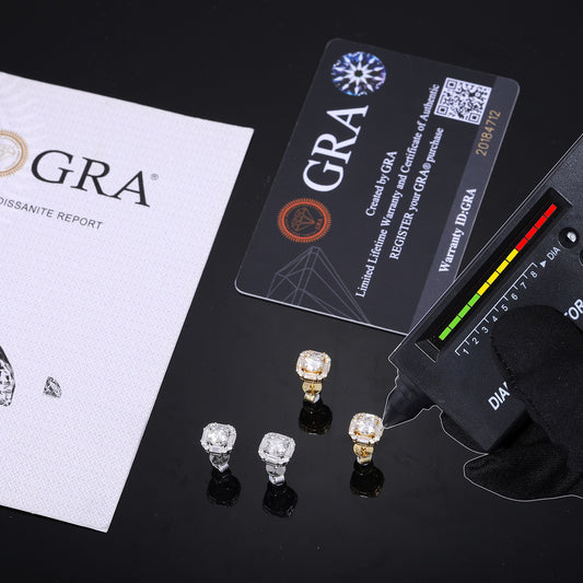 925S & Moissanite Baguette & Round Earrings