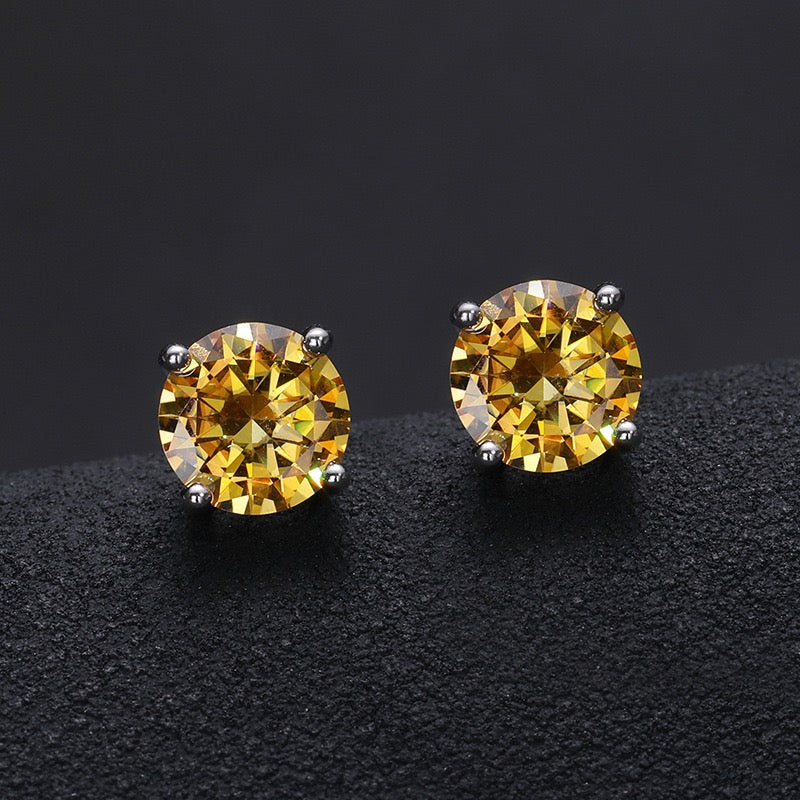 925S & Moissanite Mutilcolor Brilliant Round Cut Earrings