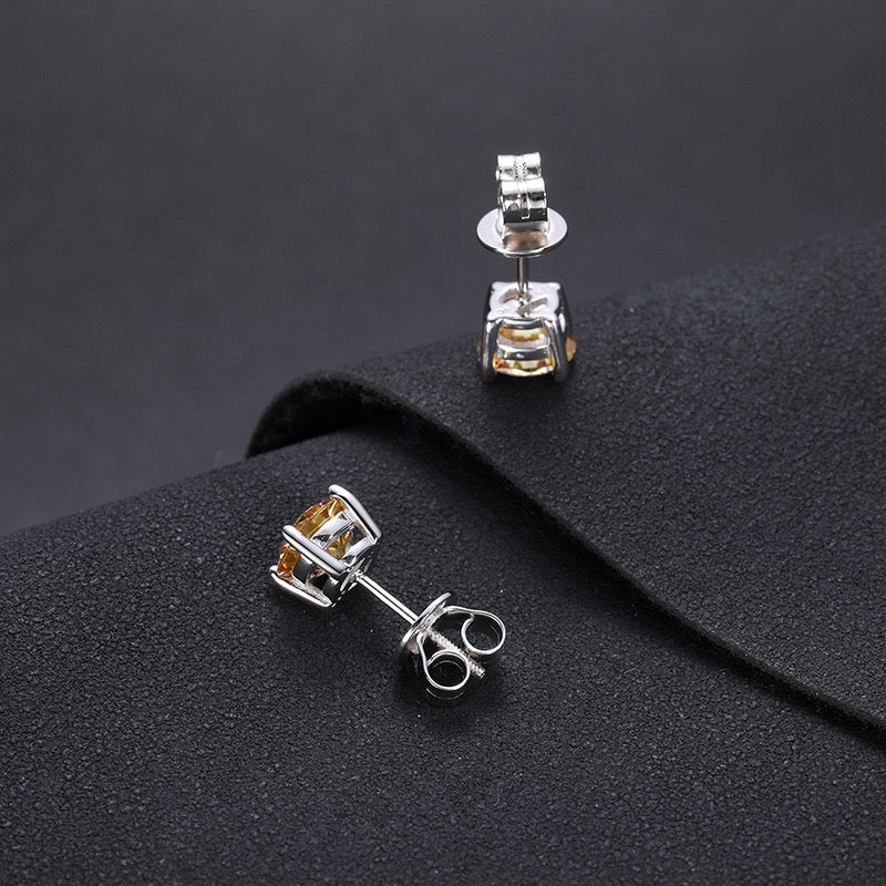 925S & Moissanite Mutilcolor Brilliant Round Cut Earrings