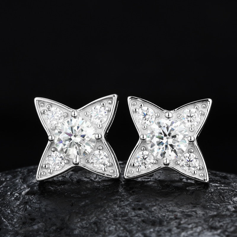 925S & Moissanite Star Earrings