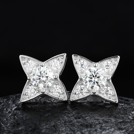 925S & Moissanite Star Earrings