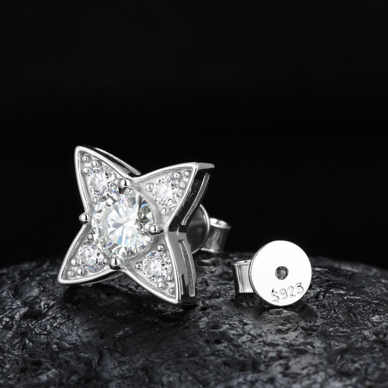 925S & Moissanite Star Earrings