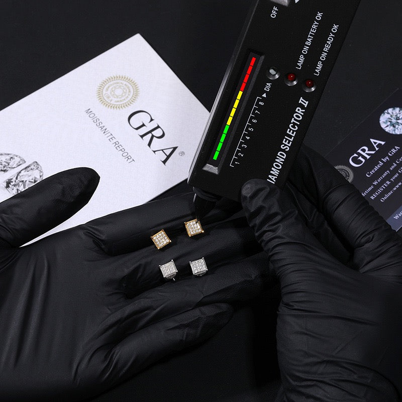 925S & Moissanite Square Earrings