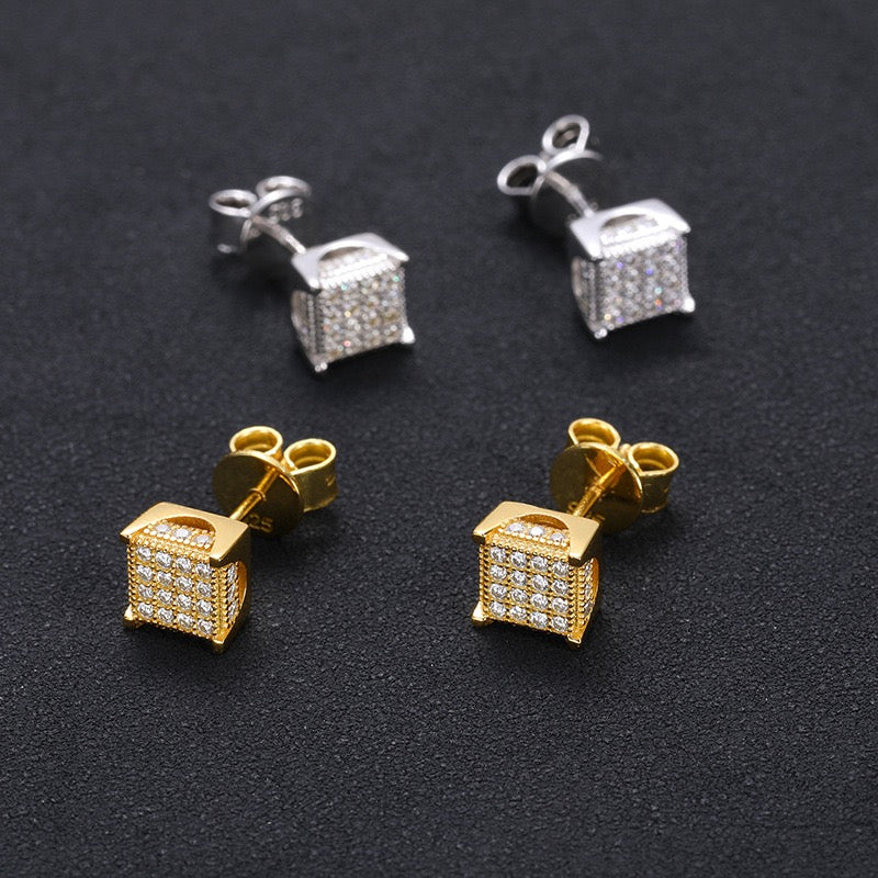 925S & Moissanite Square Earrings