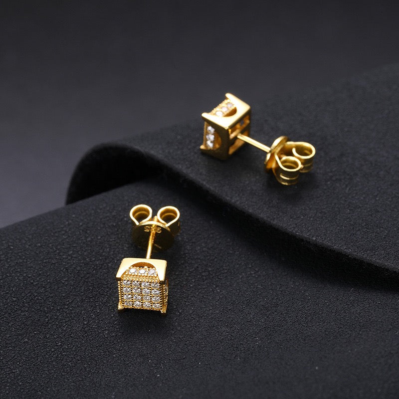925S & Moissanite Square Earrings