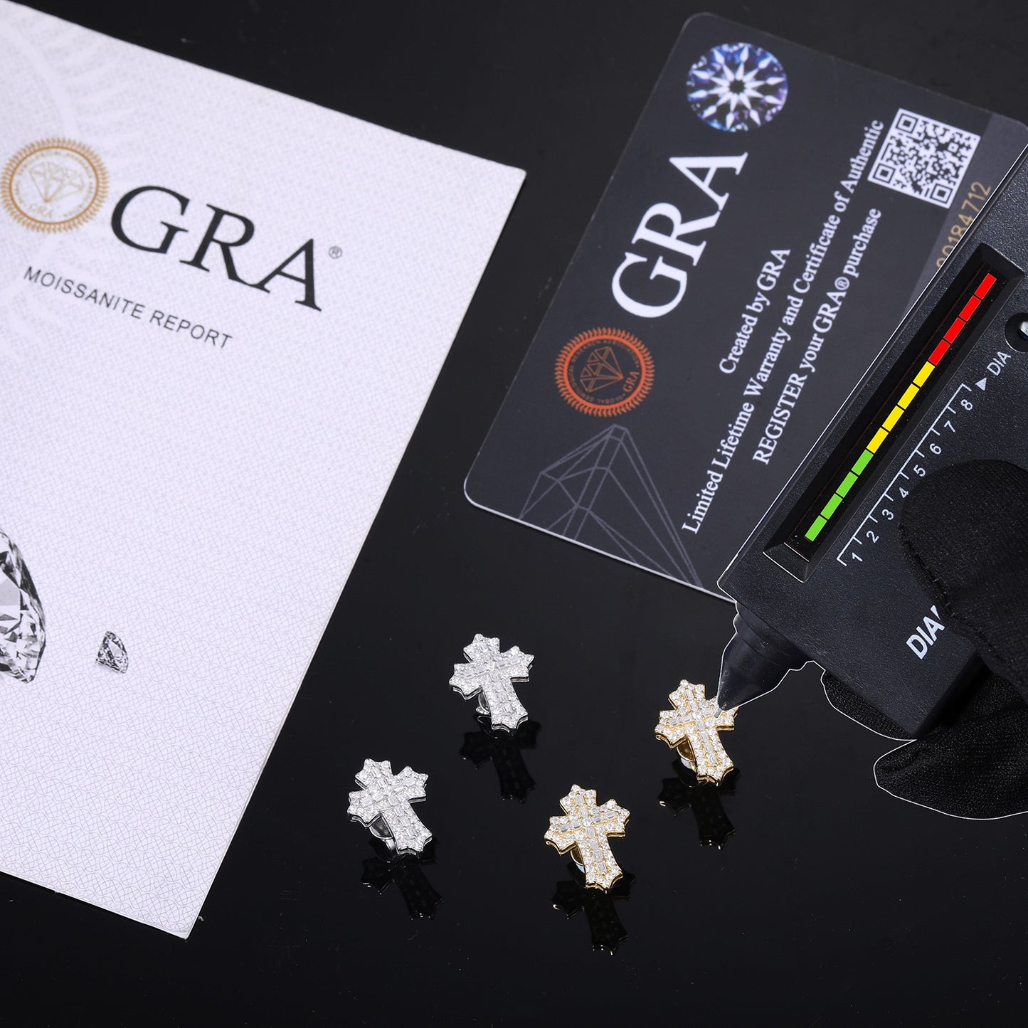 925S & Moissanite Cross Earrings