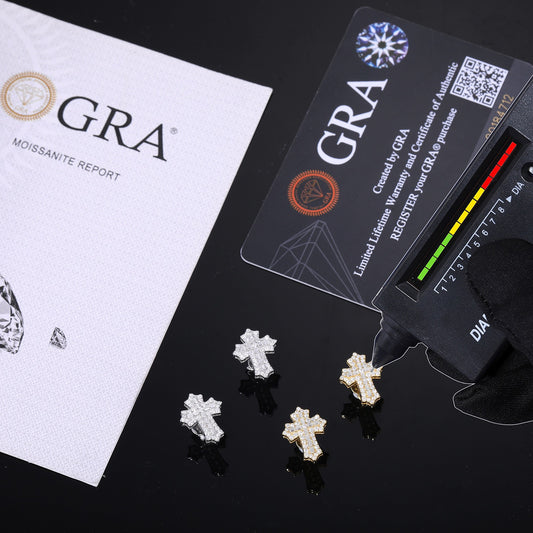925S & Moissanite Cross Earrings