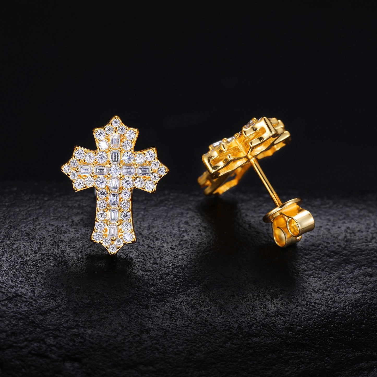 925S & Moissanite Cross Earrings