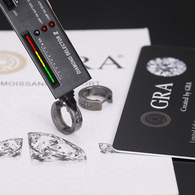 925S & Moissanite Cross Hoop Earrings in Black