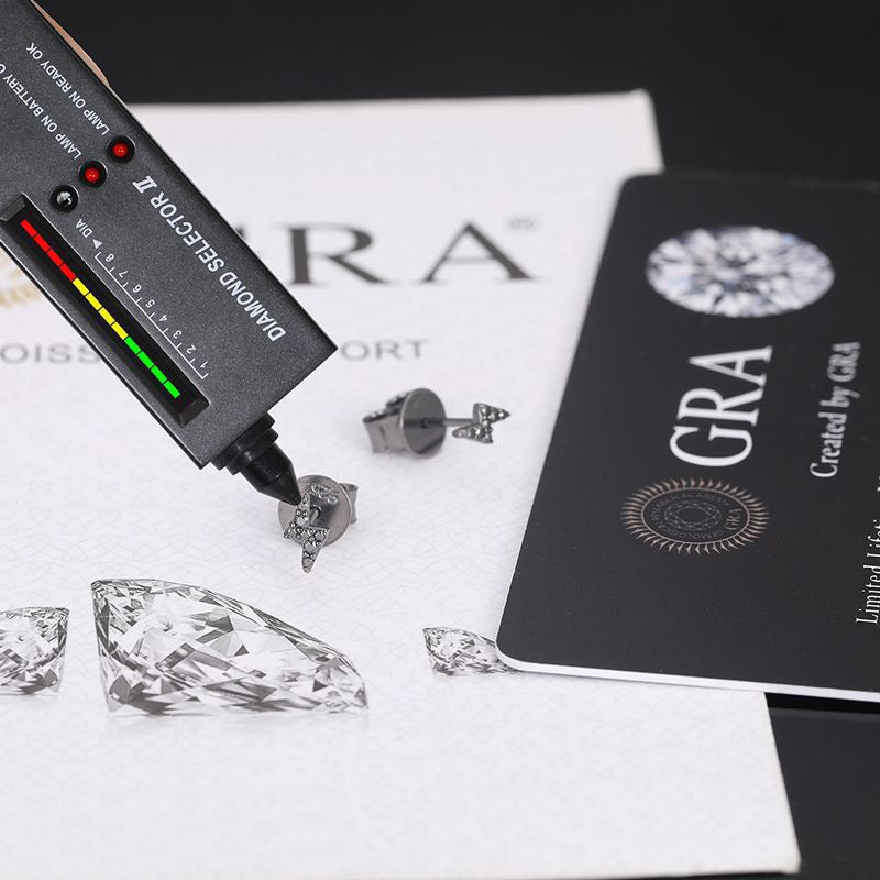 925S & Moissanite Lightning Stud Earrings in Black