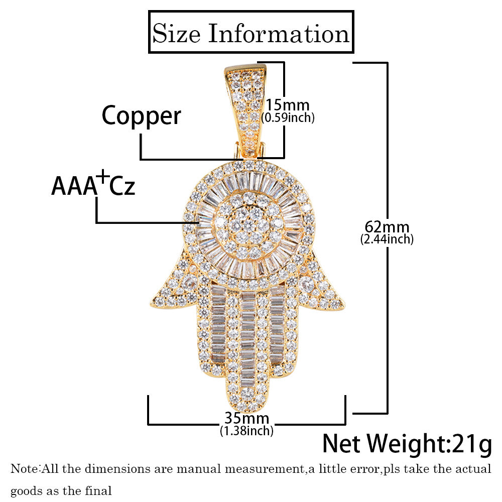 Iced Fatima Hand Pendant