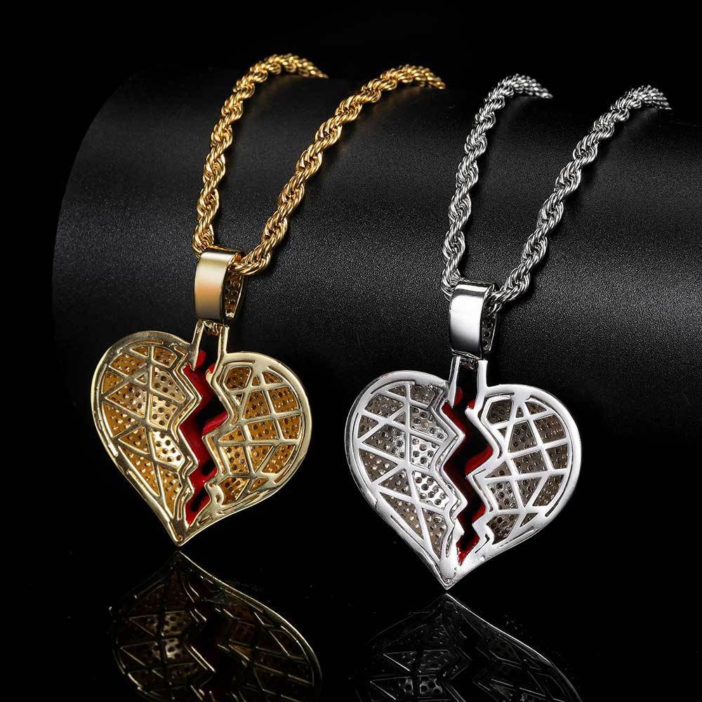 Iced Broken Heart Pendant