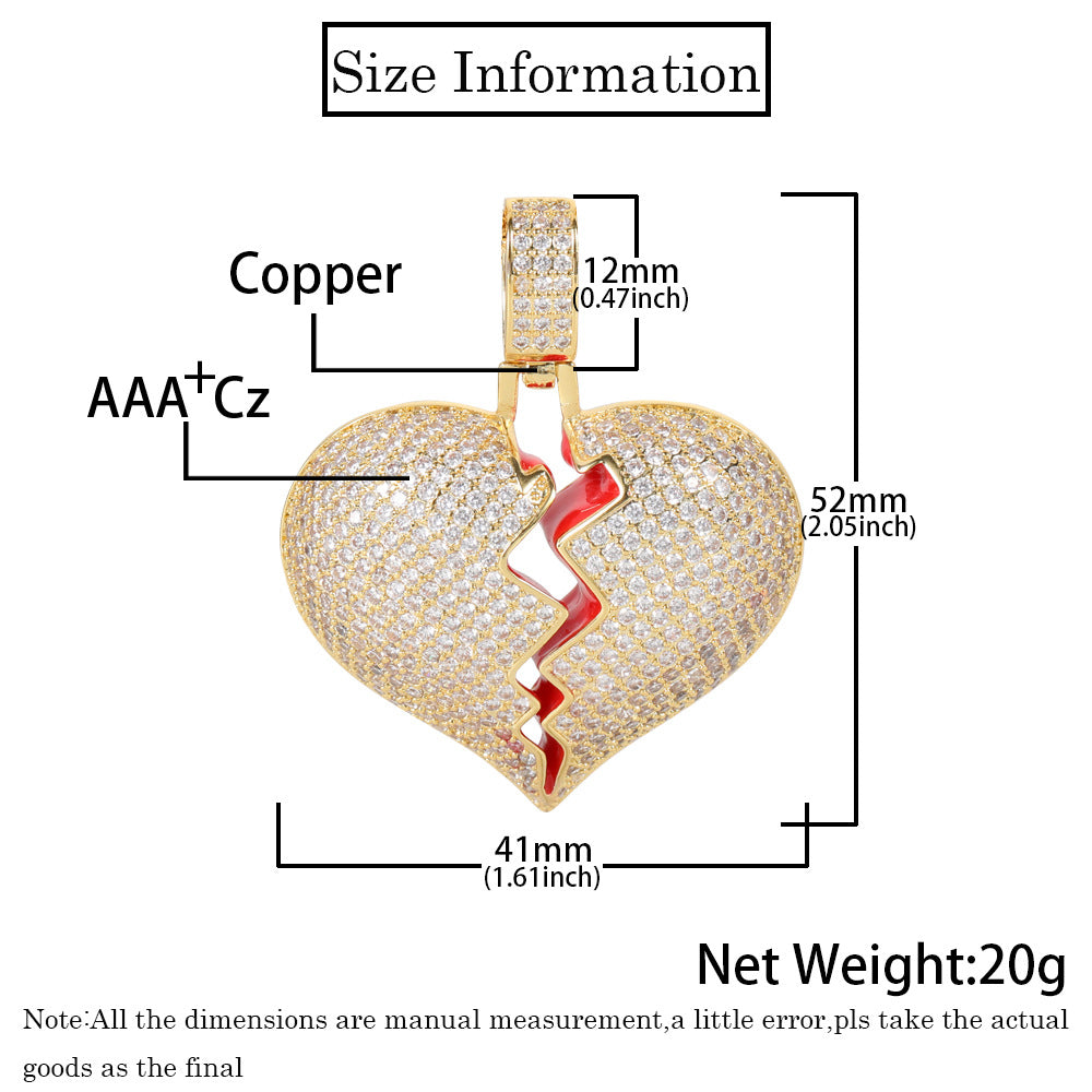 Iced Broken Heart Pendant