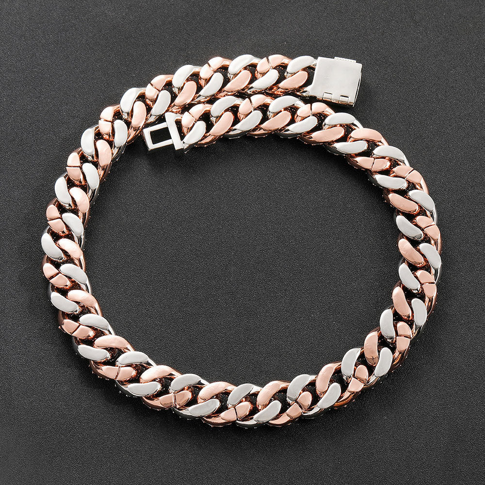 21mm Iced Mixed Color Three-Row Baguette Cuban Chains