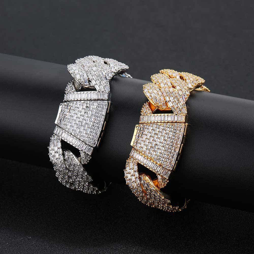 Iced Out 24mm Baguette Cut Cuban Bracelet