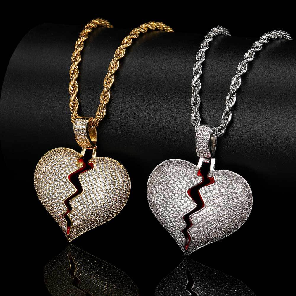 Iced Broken Heart Pendant