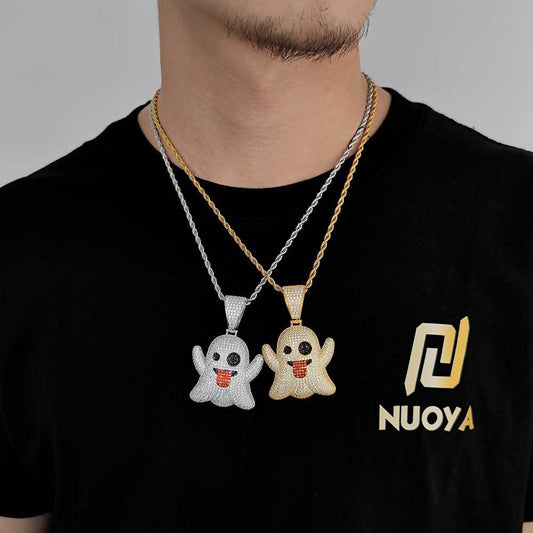 Iced Ghost Emoji Pendant