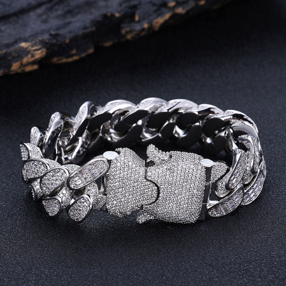 18mm Three-row Daimonds Cuban Bracelet