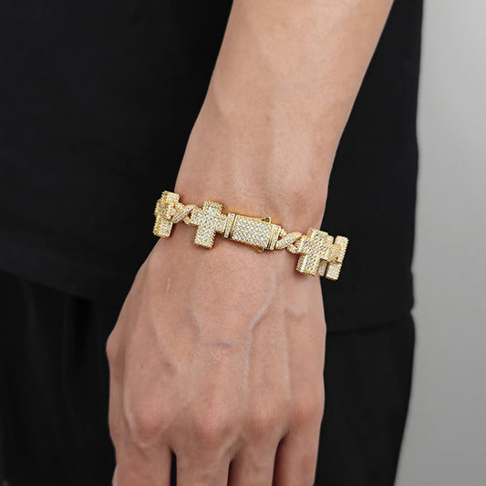17mm Iced Cross Link Bracelet