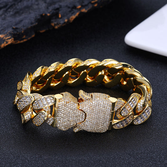 18mm Three-row Daimonds Cuban Bracelet