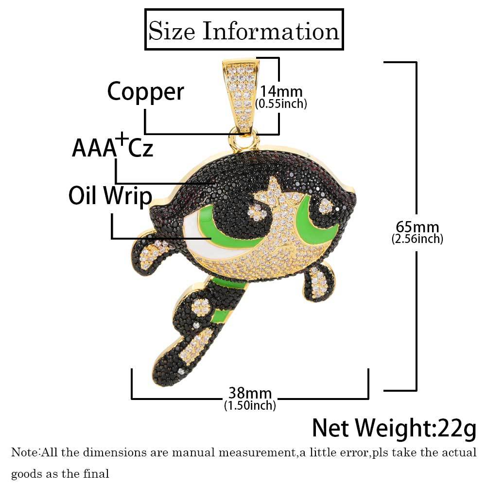 Iced Powerfuff Girls Pendant