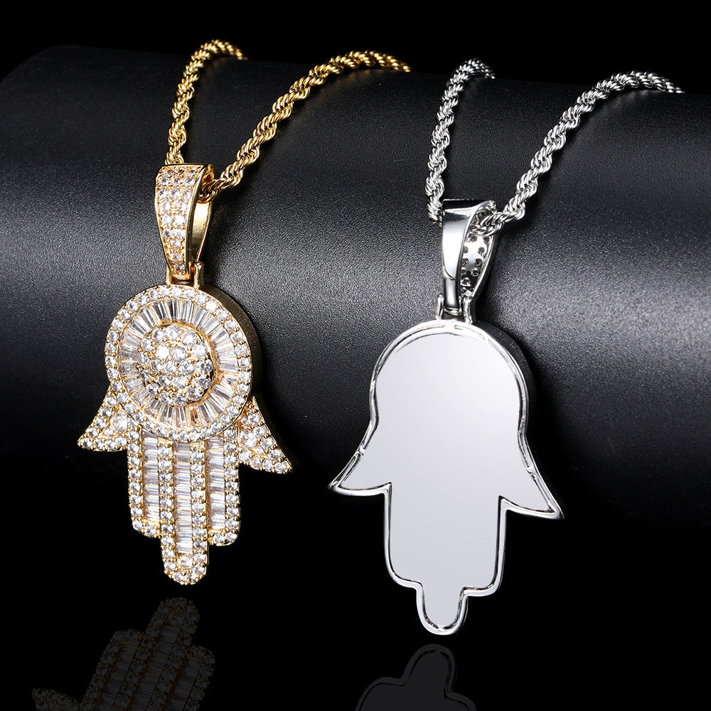 Iced Fatima Hand Pendant