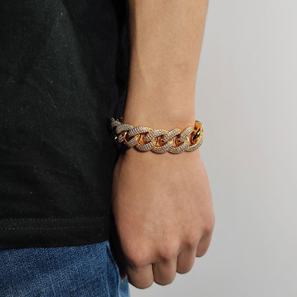 18mm Three-row Bubble Cuban Bracelet